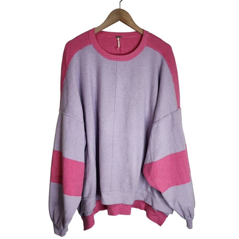 Free People Sweater‎ Women's Medium Oversized Pullover Knit Uptown Colorblock